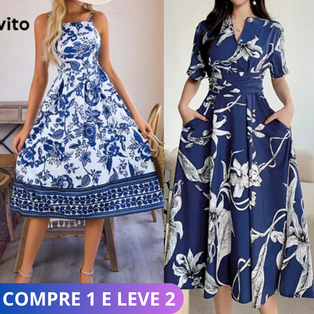 Vestido Boho Ditsy com estrutura floral