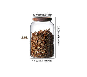 Potes Herméticos Wood em Vidro Borossilicato