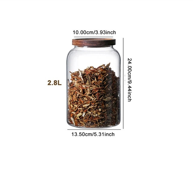 Potes Herméticos Wood em Vidro Borossilicato