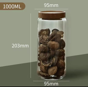 Potes Herméticos Wood em Vidro Borossilicato