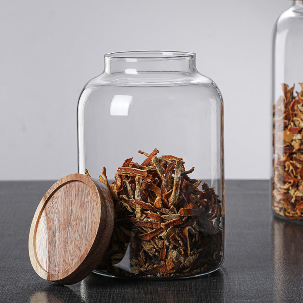 Potes Herméticos Wood em Vidro Borossilicato